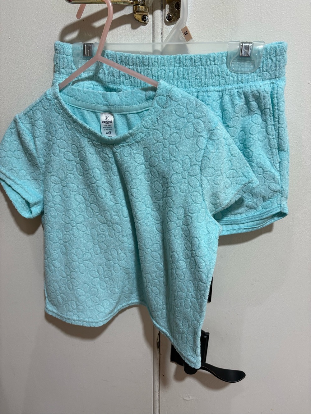 90 degree towel terry 2 piece shirt & short set i